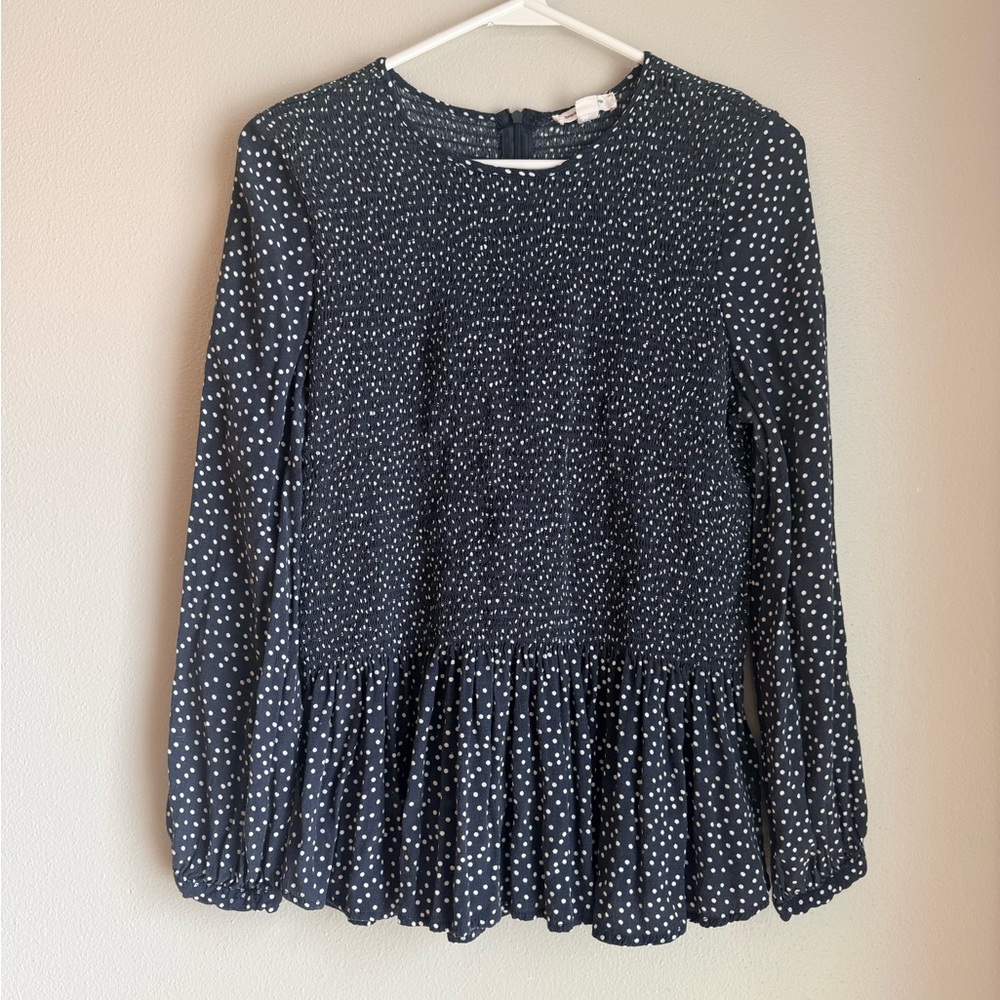 Beachlunchlounge Navy and White Textured Top